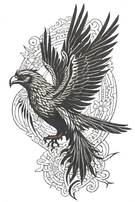 Sun Rising Phoenix Bird Flying In The Sky