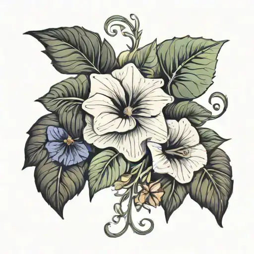 Primrose And Morning Glory Vine Intertwined