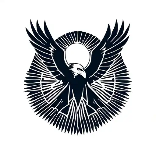 Eagle Flying With Sun In The Background