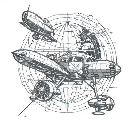 Globe With Prop Engine Plane Flying