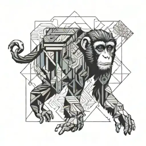 Monkey Wearing Backpack Walking In Jungle