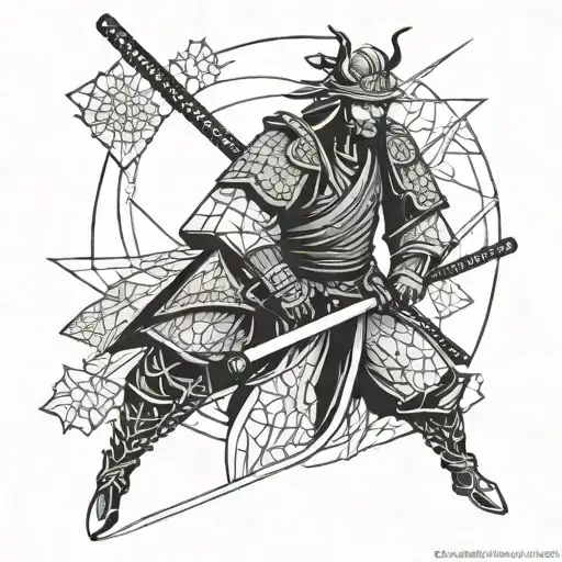 Samurai In Armor With A Katana