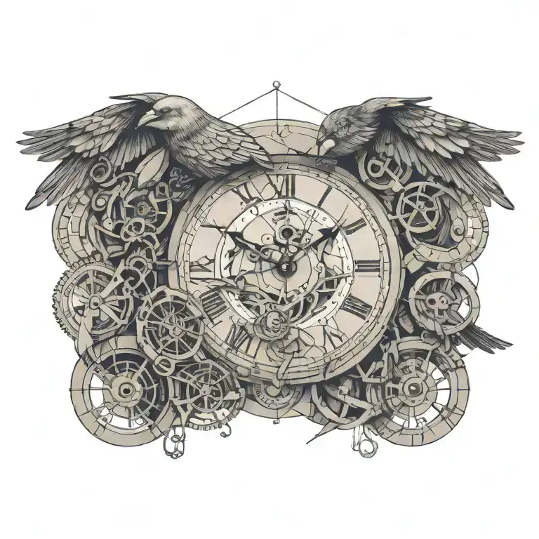 Bird Breaking The Chain Attached To The Clock