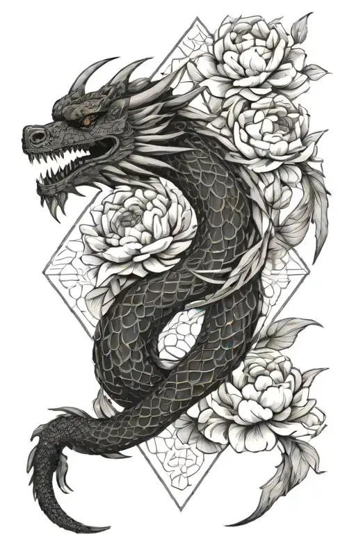 Dragon With Peonies