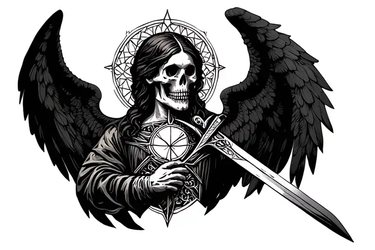 Memento Mori Arch Angel Holding A Sword