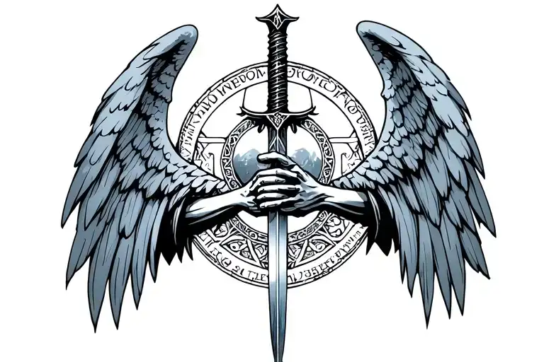 Memento Mori Inscription Arch Angel Holding A Sword