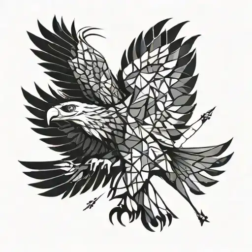 Geometric Eagle Flying Symmetrical Background Black