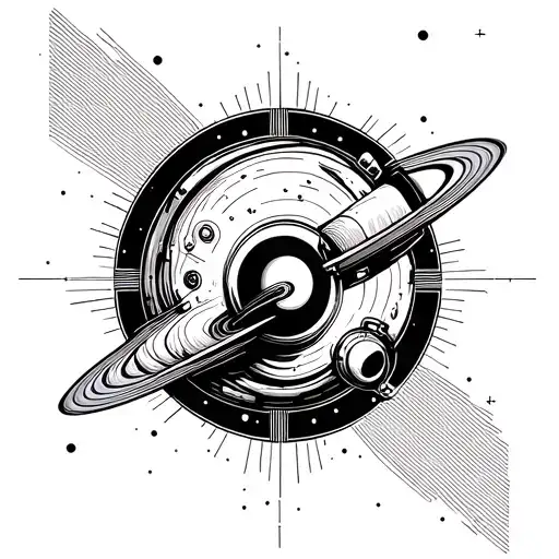 Detailed Astronaut With A Black Hole And Saturn Dot Work