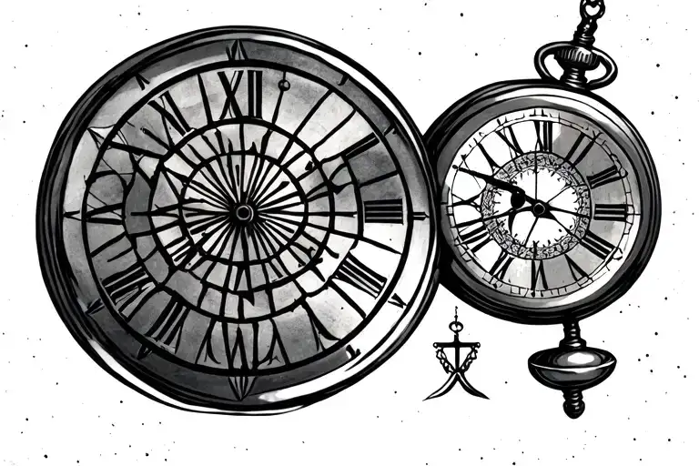 Pocket Watch And Libra Zodiac Sign