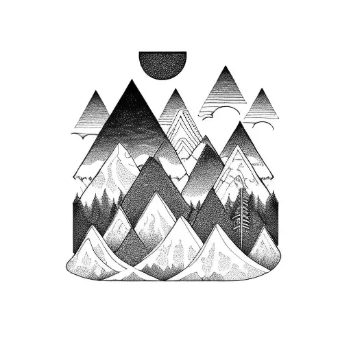 Forest Mountains Moon