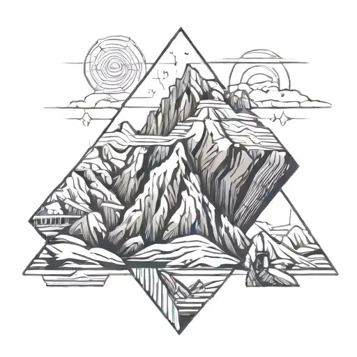 A Mountain With A Man Climbing