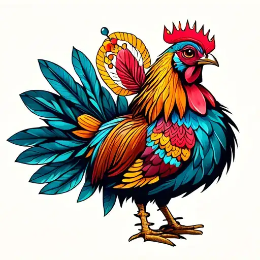 Philippine Hen With Crown And Feathers With Weave Elements