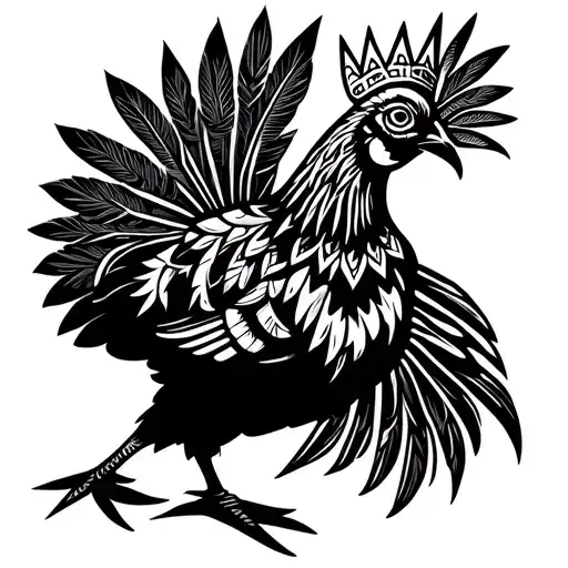 Philippine Aztec Hen With Crown And Feathers With Weave Elements