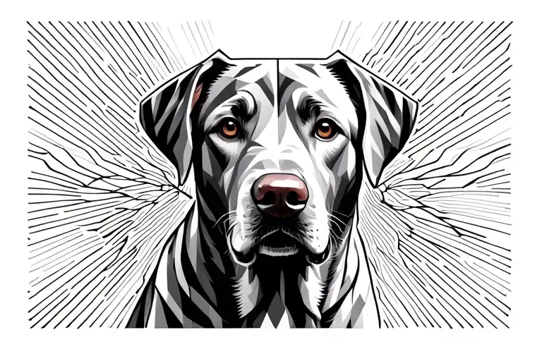 Labrador Dog With Geometric Design Combining Elements