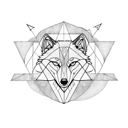 Wolf With Moon And Triangle