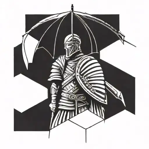 Roman Warrior With Umbrella