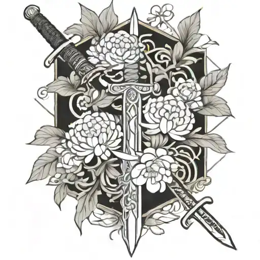 Japanese Flowers Sword