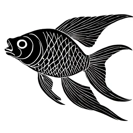 Japanese Tradional Gold Fish Swimming