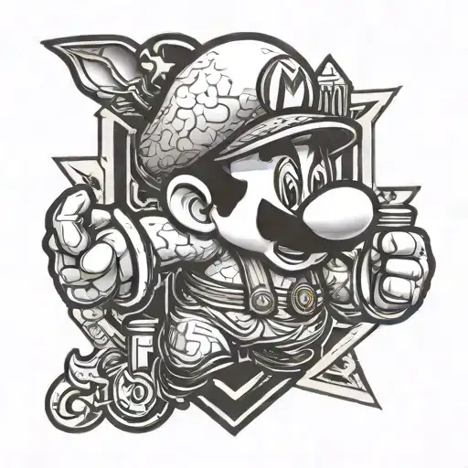 Super Mario Made Into Mythological God With Runic Symbols