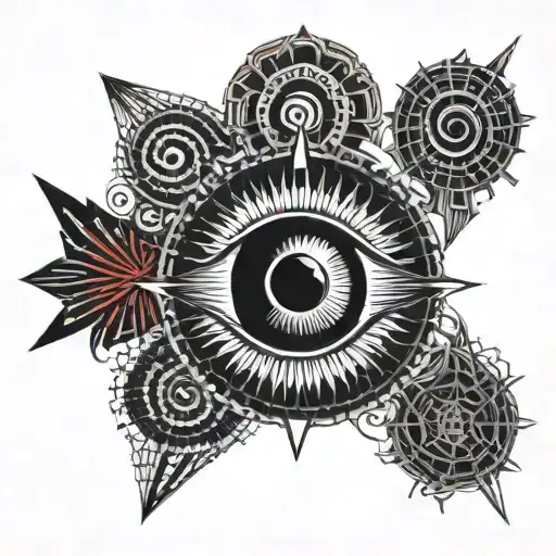 Mysterios Eye With Red Black Tiers In Black Hole Miror