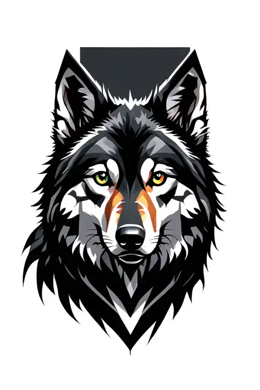 Black And White Wolf Tattoo With Coloured Eyes