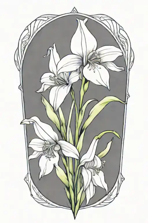 Single Snowdrop And Gladiolus Flower Intertwined