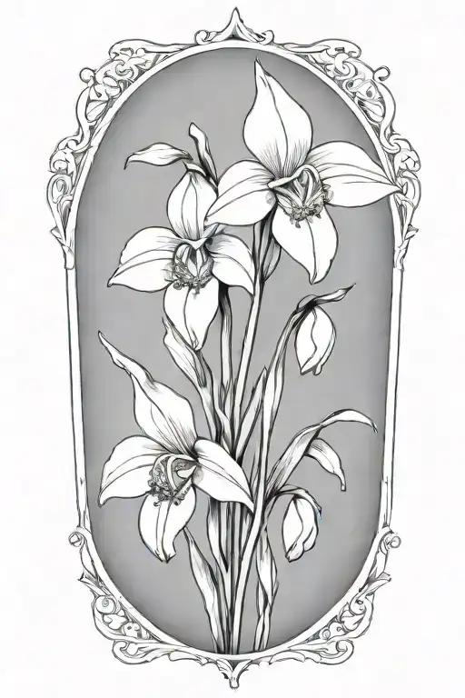 Single Snowdrop And Gladiolus Flower Intertwined