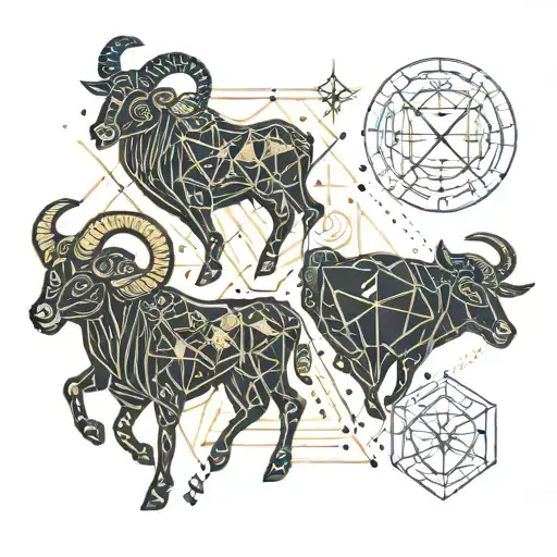 Aries And Taurus Constellations And Glyph