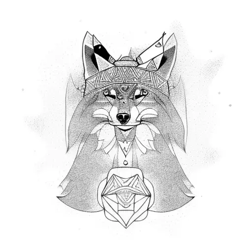 A Dog With A Shaman Style Fox Hat On His Head