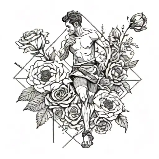 A Runner Wrapped Around The Hip Surrounded By Roses And Poppies