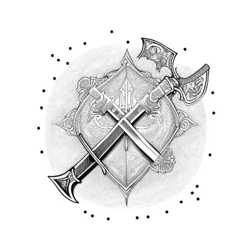 Sword With Heart And Brain On Each Side