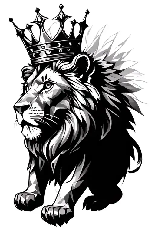 Lion Wearing Crown Looking