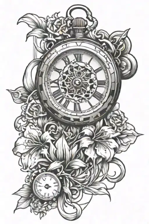 Broken Old Watch And Red Lycoris Radiata