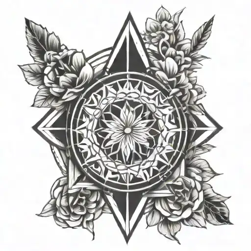 Spartan Shield And Spear Protecting Flowers