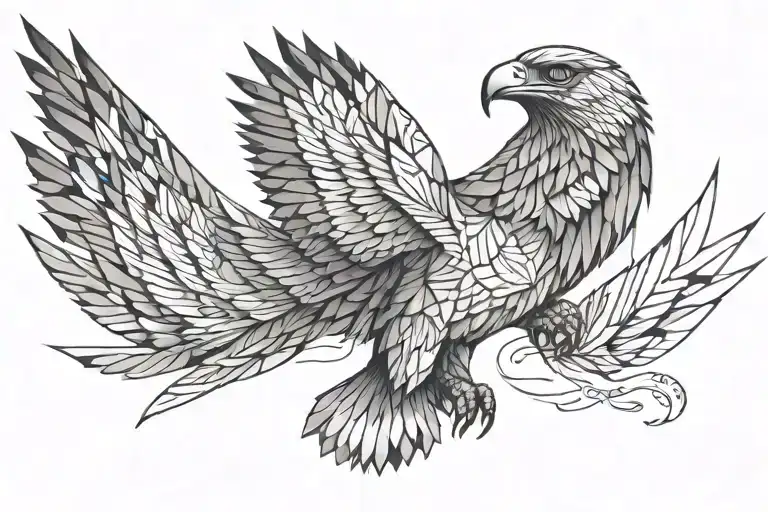 A Flying Eagle Created By A Continues Line