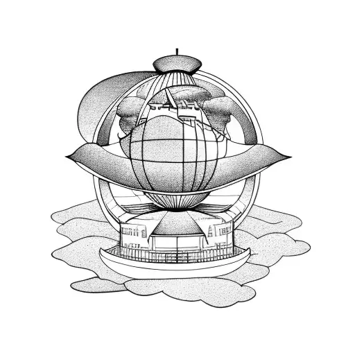 Globe With A Cruise Ship Around The Bottom And An Aeroplane Around The Top