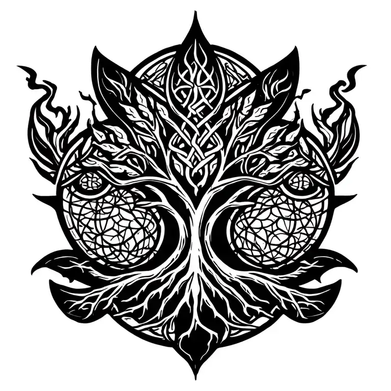 Celtic Tree Of Life With Lightning Roots