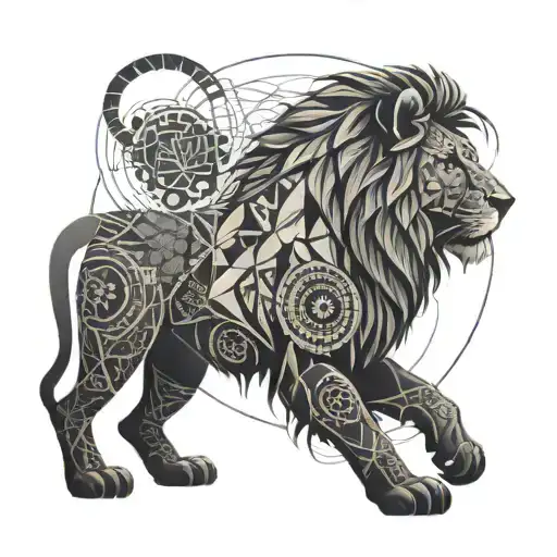 Lion With Mandala Design Incorporating