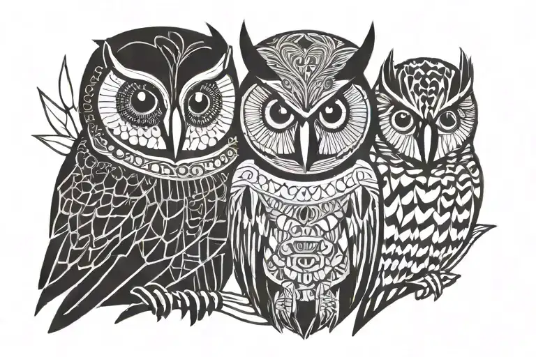 Haida Woodpecker And Owl