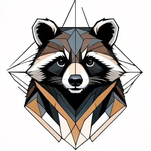 Bear And Racoon Geometric Head