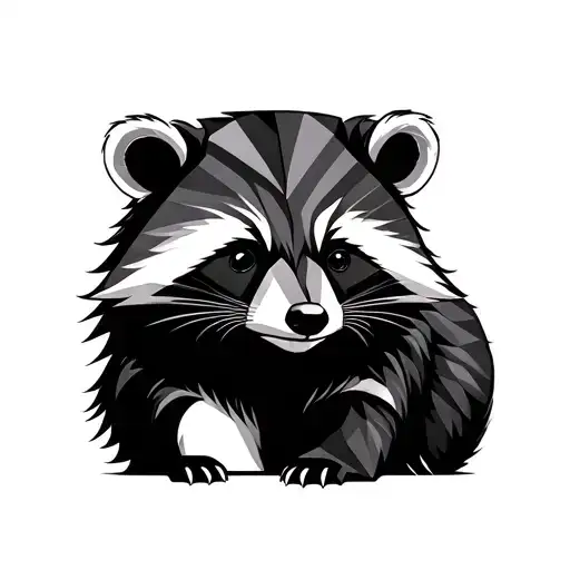 Bear And Small Raccoon Geometric