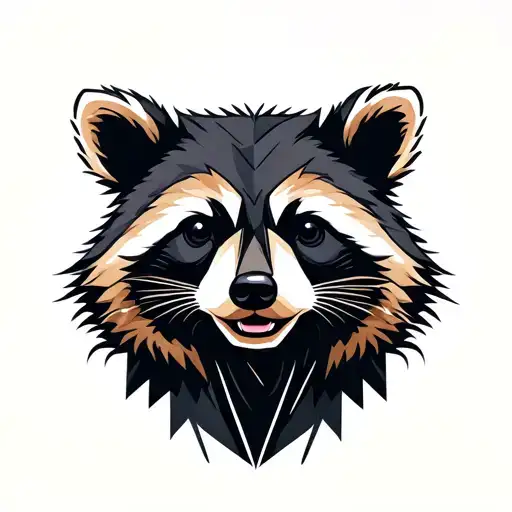 Bear And Small Raccoon Geometric