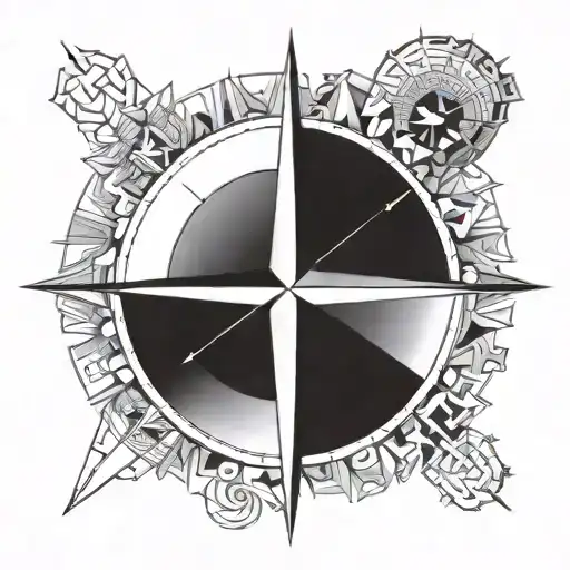 Geometric Robust Compass With Sun And 4 Letter A-s As The 4 Sides