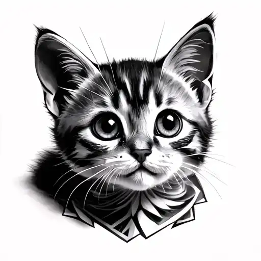 A Baby Cat With Bigs Eyes Hidding Face