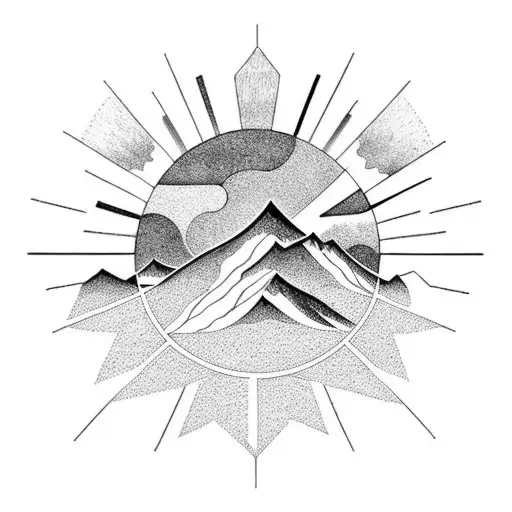 Mountains With Mist An Sun