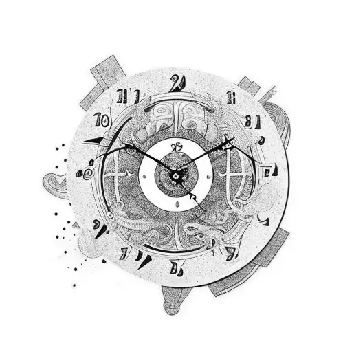 Ying Yang Breaking Into A Clock With Roman Numbers
