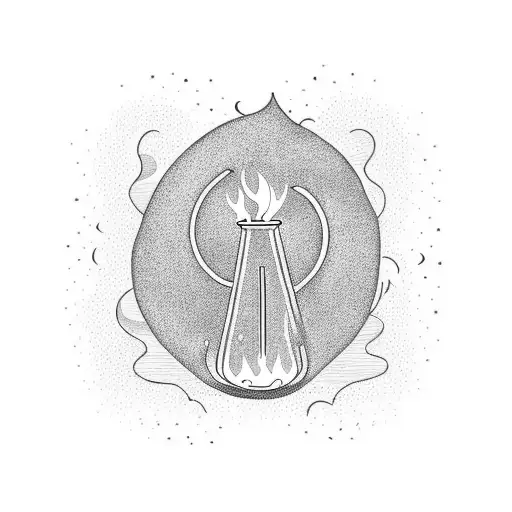 Hour Glass With Fire Turning Into Sand That Falls And Turns Into A Galexy