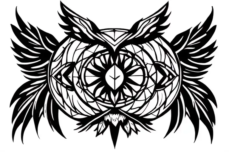 Upper Back Tattoo Owl In Circle