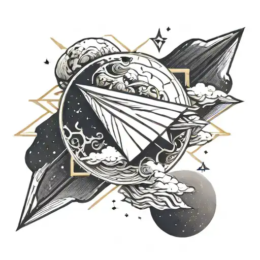 Paper Airplane Flying Around The Moon