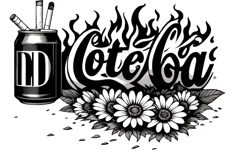 Diet Coke Can In Fire With Cigarettes Sticking Out And Flowers In The Bottom Almost Bloomimg